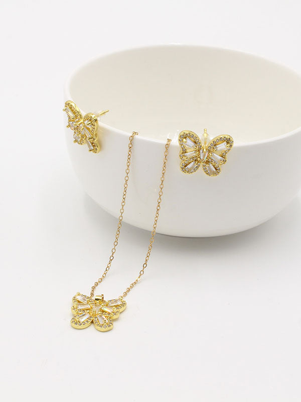 نص طقم زركون فراشة اطقم new ذهبي