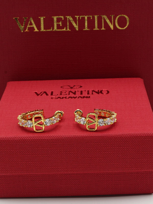 حلق فالنتينو زركون لوقو وسط حلق VALENTINO