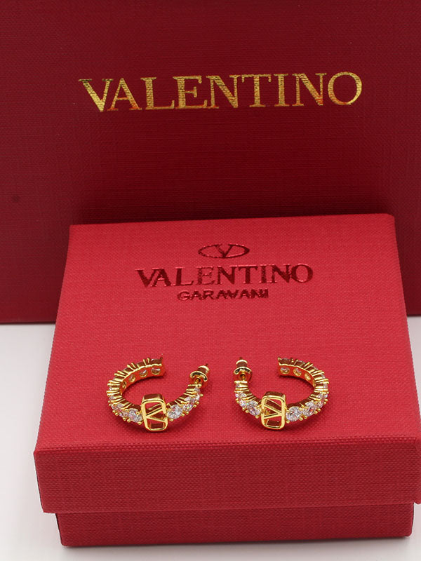 حلق فالنتينو زركون لوقو وسط حلق VALENTINO