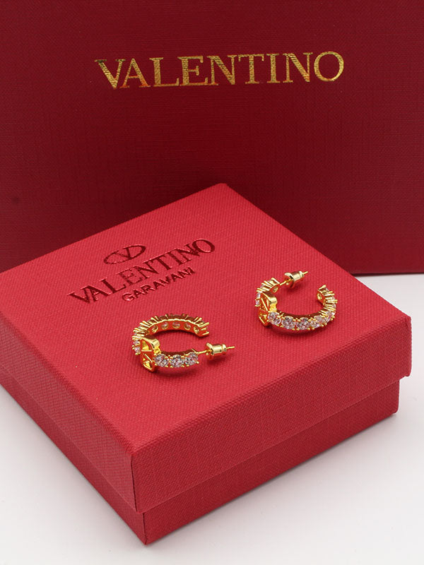حلق فالنتينو زركون لوقو وسط حلق VALENTINO