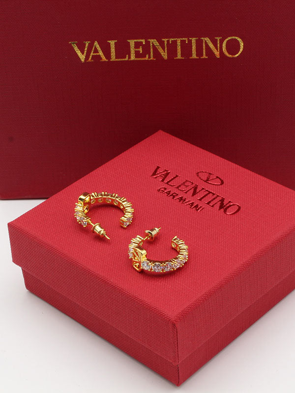 حلق فالنتينو زركون لوقو وسط حلق VALENTINO ذهبي