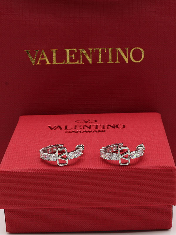 حلق فالنتينو زركون لوقو وسط حلق VALENTINO