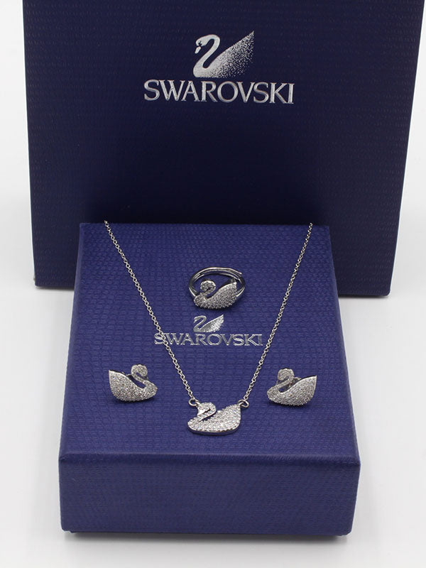 طقم سواروفسكي زركون 3 قطع اطقم Swarovski فضي