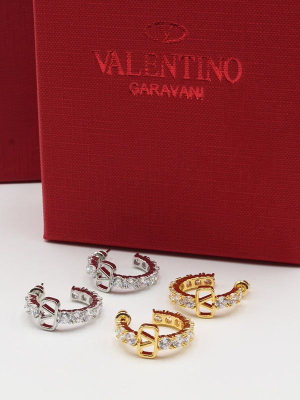 حلق فالنتينو زركون لوقو وسط حلق VALENTINO