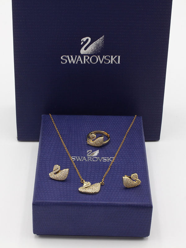 طقم سواروفسكي زركون 3 قطع اطقم Swarovski ذهبي