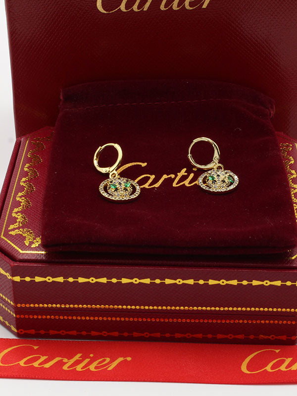 حلق كارتير تايقر مدور زركون اخضر حلق CARTIER