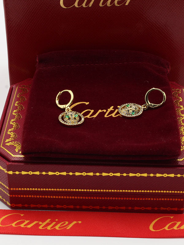 حلق كارتير تايقر مدور زركون اخضر حلق CARTIER