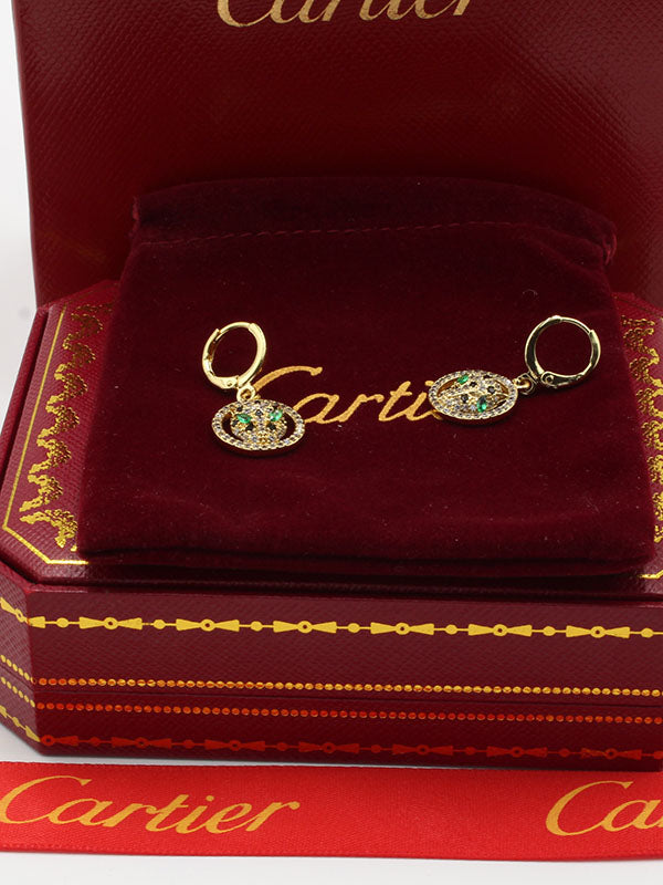 حلق كارتير تايقر مدور زركون اخضر حلق CARTIER