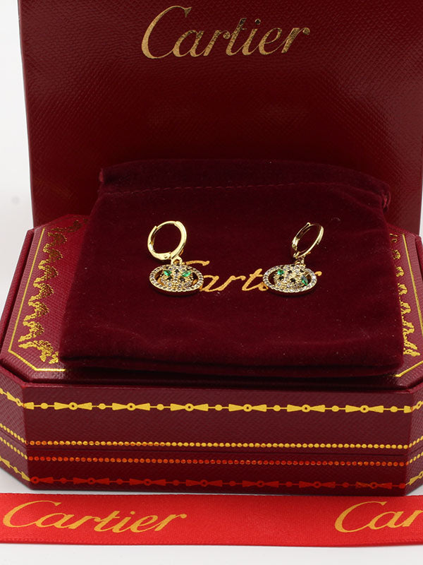 حلق كارتير تايقر مدور زركون اخضر حلق CARTIER