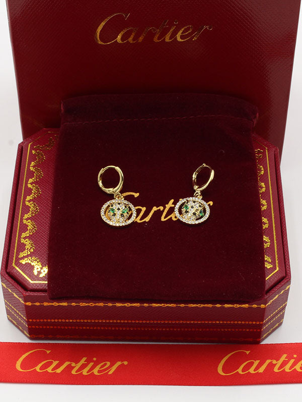 حلق كارتير تايقر مدور زركون اخضر حلق CARTIER
