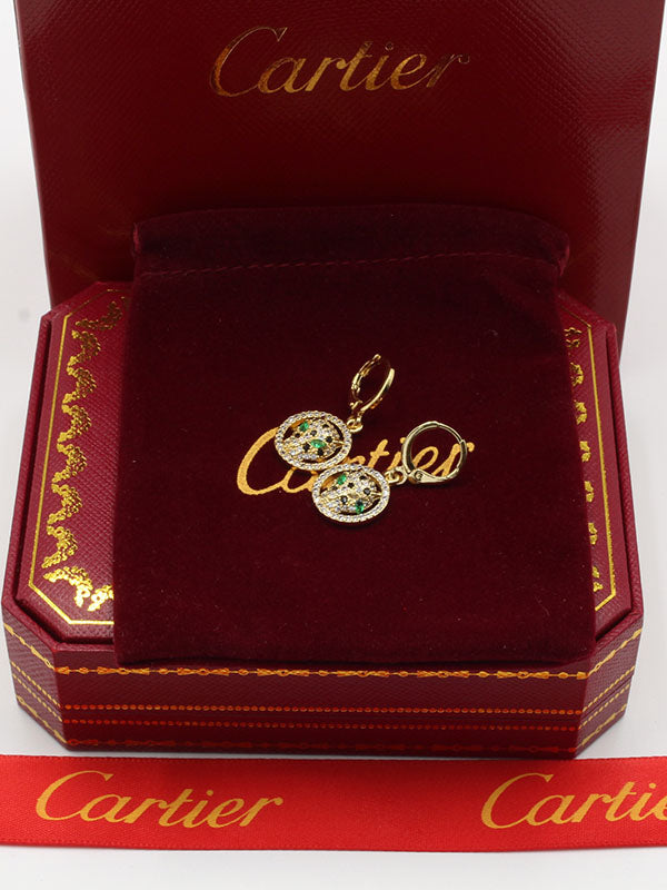 حلق كارتير تايقر مدور زركون اخضر حلق CARTIER