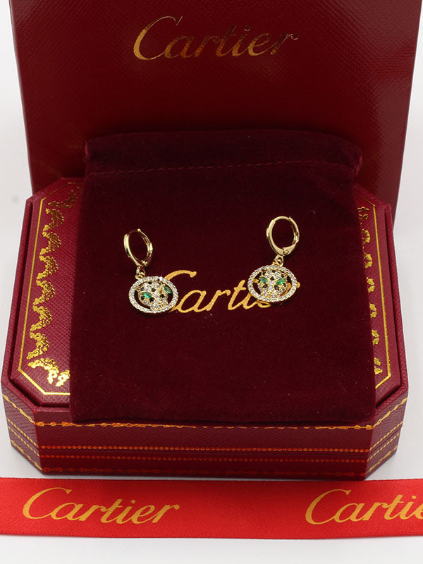 حلق كارتير تايقر مدور زركون اخضر حلق CARTIER