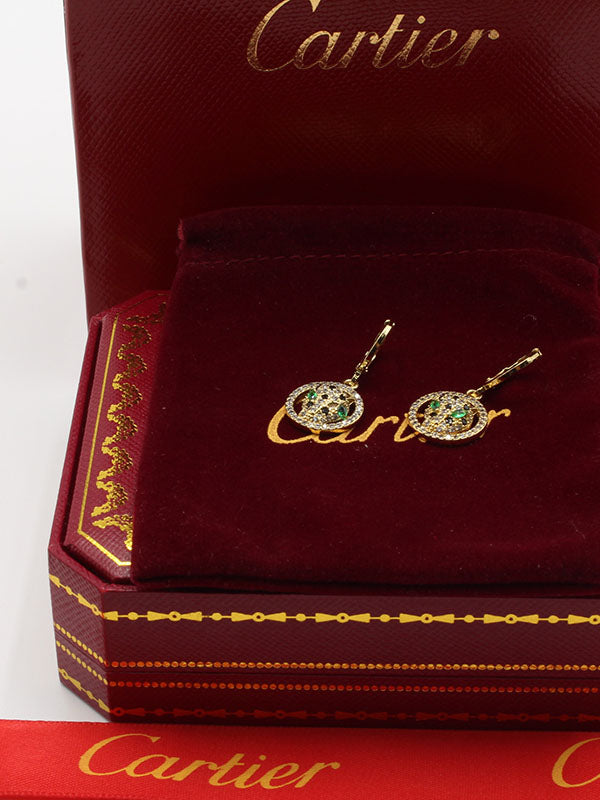 حلق كارتير تايقر مدور زركون اخضر حلق CARTIER