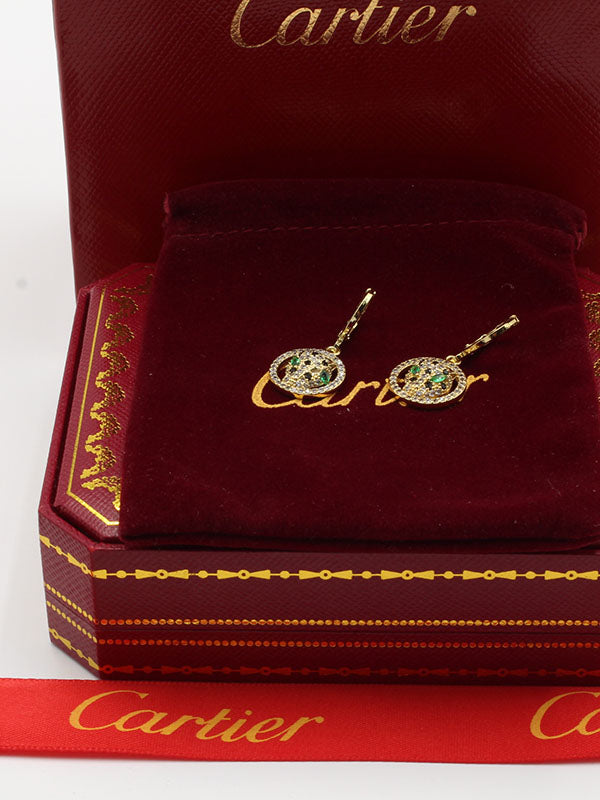 حلق كارتير تايقر مدور زركون اخضر حلق CARTIER