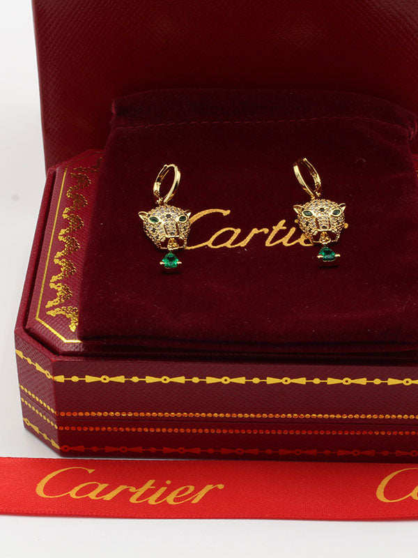 حلق كارتير تايقر زركون اخضر حلق CARTIER