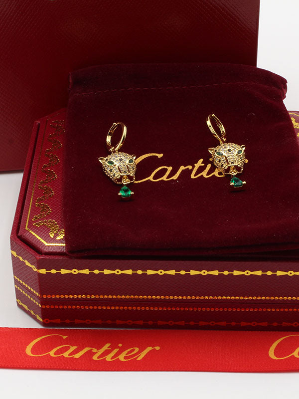 حلق كارتير تايقر زركون اخضر حلق CARTIER