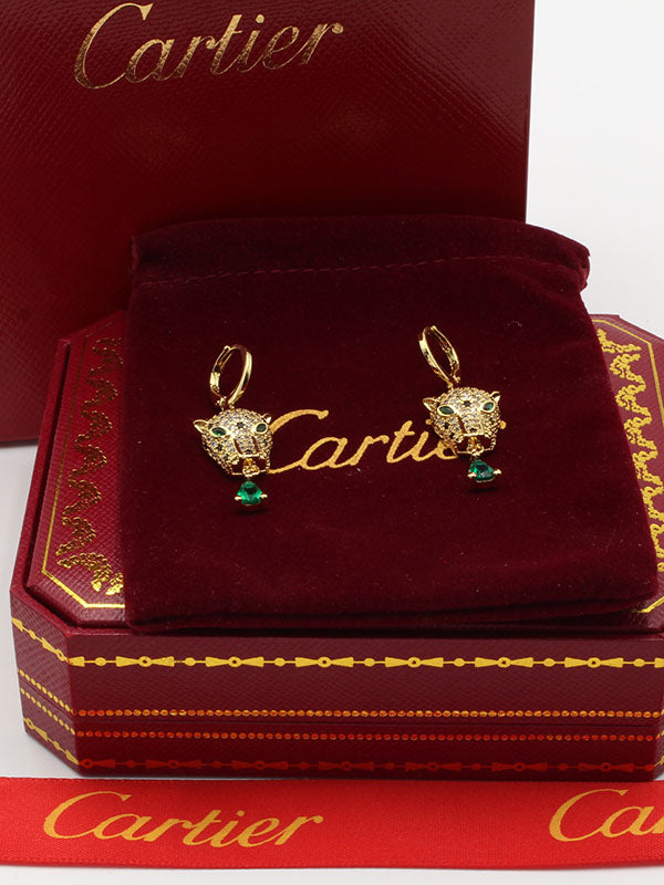 حلق كارتير تايقر زركون اخضر حلق CARTIER