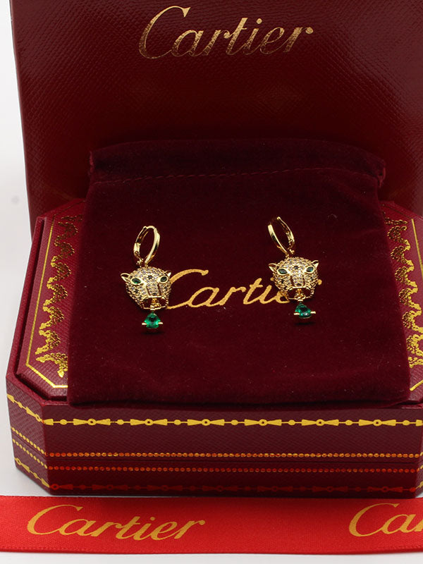 حلق كارتير تايقر زركون اخضر حلق CARTIER