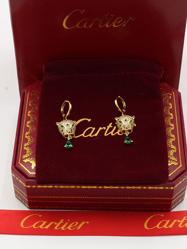 حلق كارتير تايقر زركون اخضر حلق CARTIER