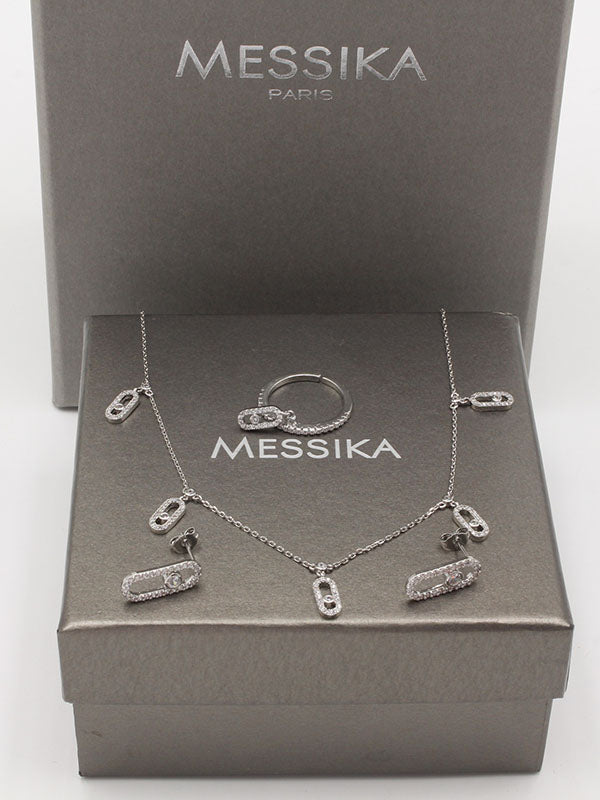 طقم ميسيكا 3 قطع تشوكر زركون اطقم messika فضي