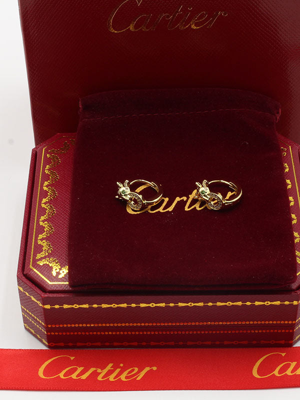 حلق كارتير تايقر زركون صغير حلق CARTIER ذهبي
