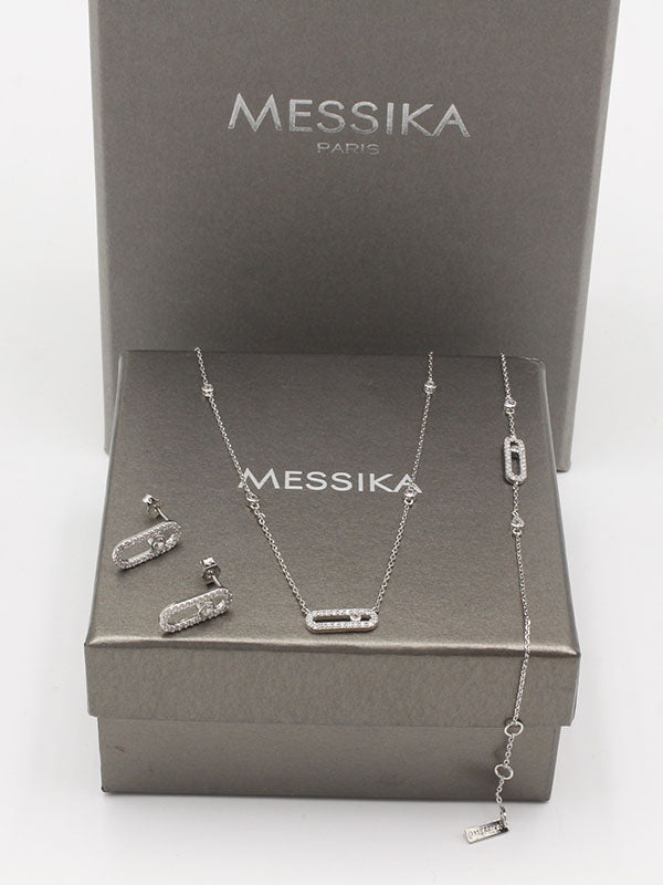طقم ميسيكا 3 قطع زركون اطقم messika فضي