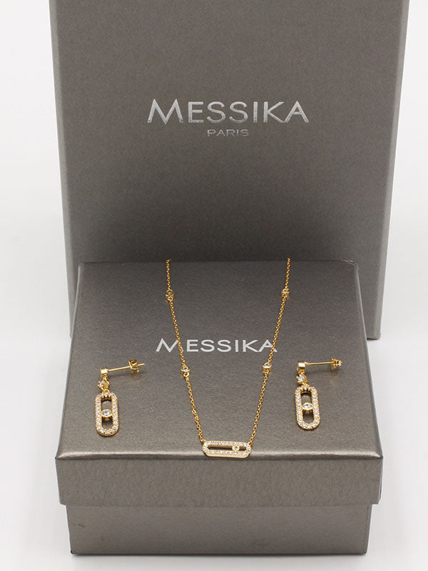 طقم ميسيكا 2 قطع سمبل زركون اطقم messika ذهبي