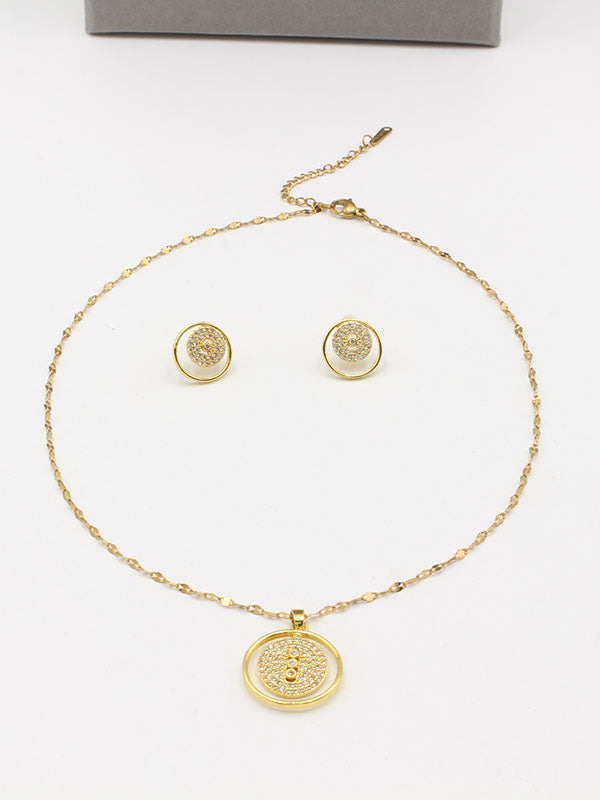 طقم ميسيكا مدور زركون ريقيلور اطقم CARTIER ذهبي