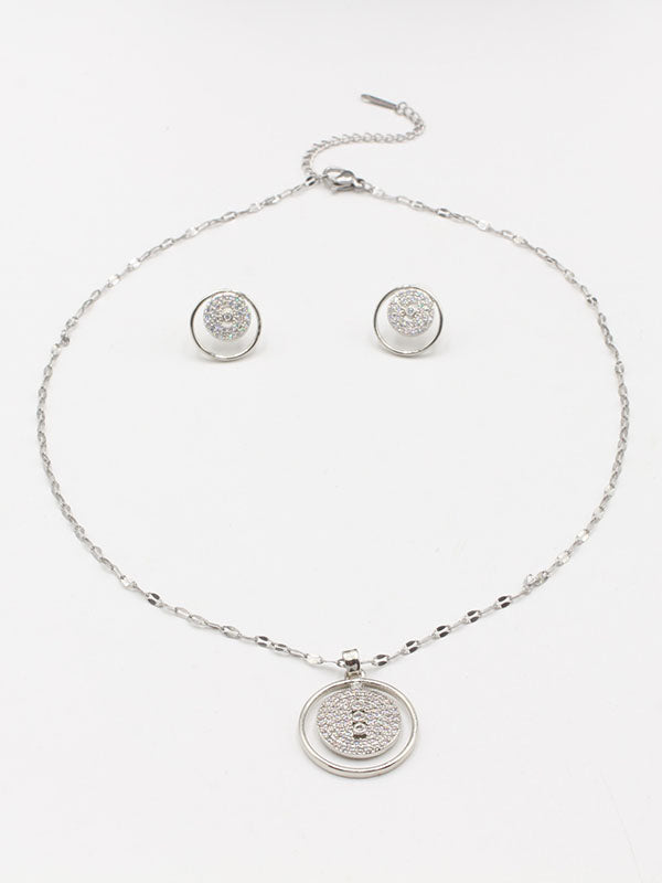 طقم ميسيكا مدور زركون ريقيلور اطقم CARTIER فضي