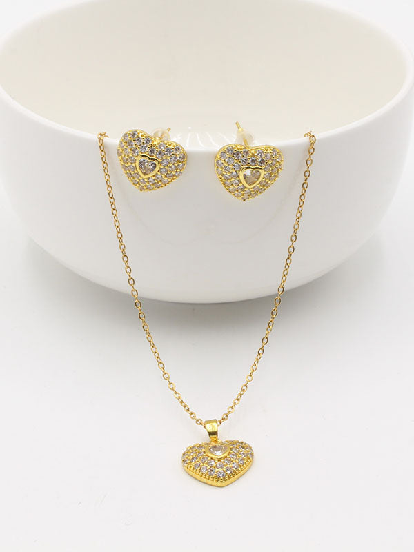 نص طقم زركون قلب اطقم new ذهبي