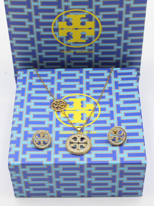طقم توري بورش زركون ذهبي لوقو دائري اطقم tory burch