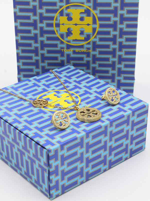 طقم توري بورش زركون ذهبي لوقو دائري اطقم tory burch