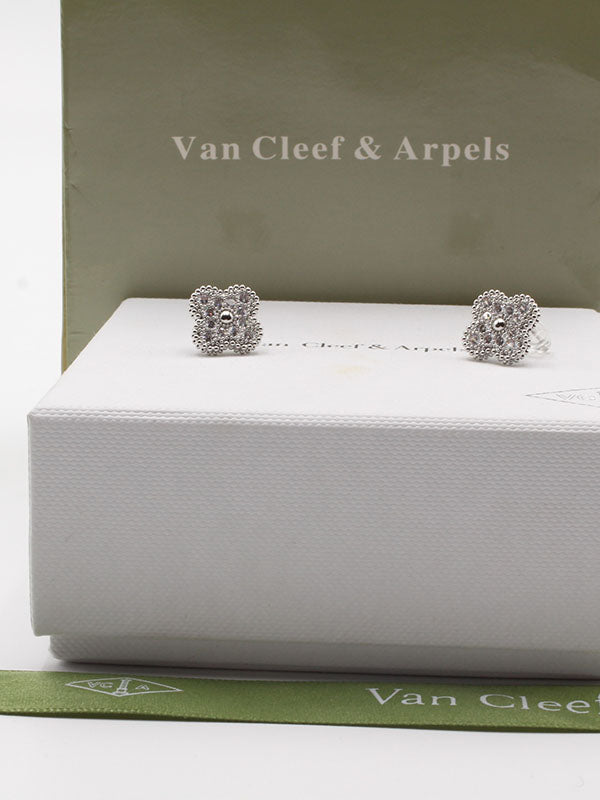 حلق فانكليف زركون فضي وذهبي حلق van cleef فضي