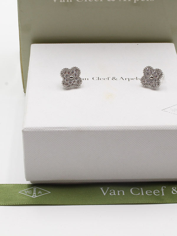 حلق فانكليف زركون فضي وذهبي حلق van cleef