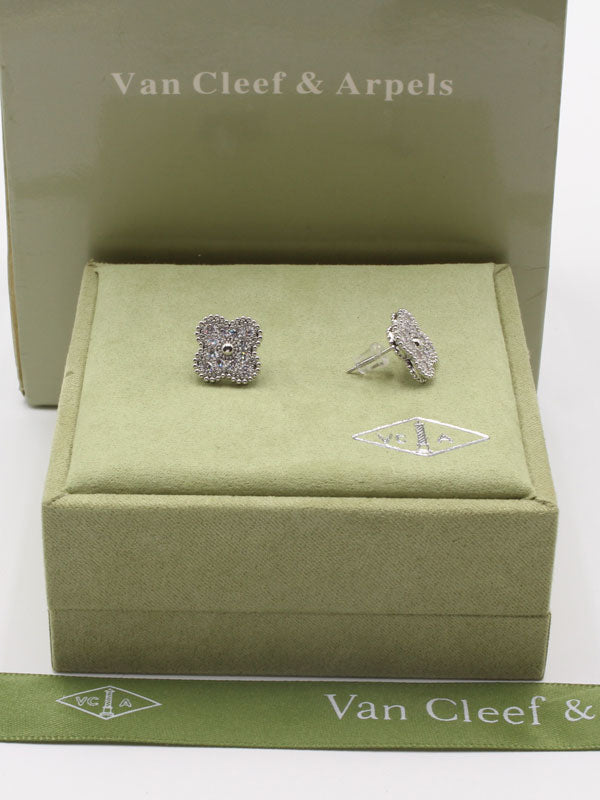 حلق فانكليف زركون فضي وذهبي حلق van cleef