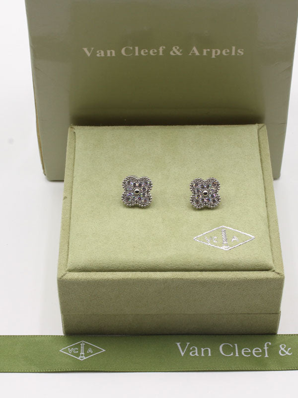 حلق فانكليف زركون فضي وذهبي حلق van cleef