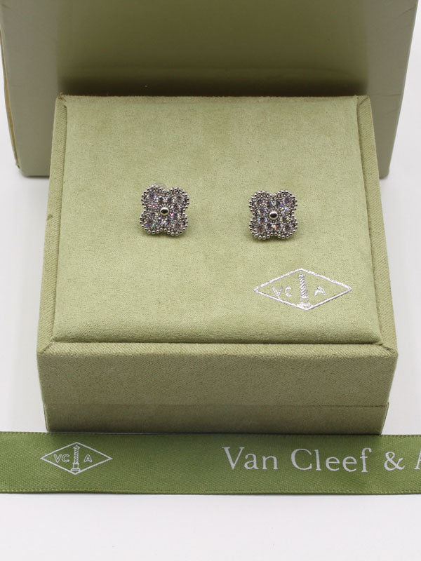 حلق فانكليف زركون فضي وذهبي حلق van cleef