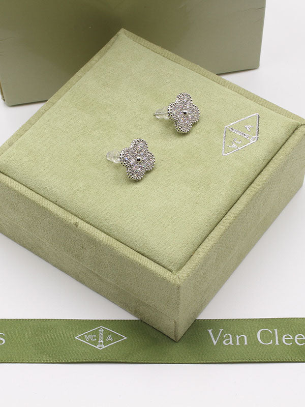 حلق فانكليف زركون فضي وذهبي حلق van cleef