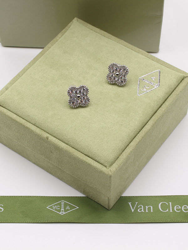 حلق فانكليف زركون فضي وذهبي حلق van cleef