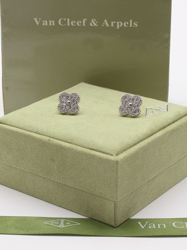 حلق فانكليف زركون فضي وذهبي حلق van cleef