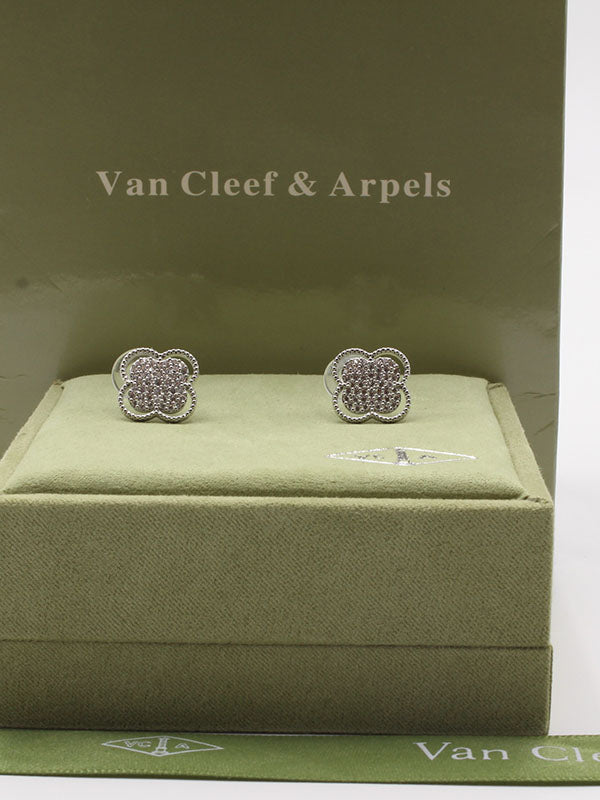 حلق فان كليف زركون فضي حلق van cleef