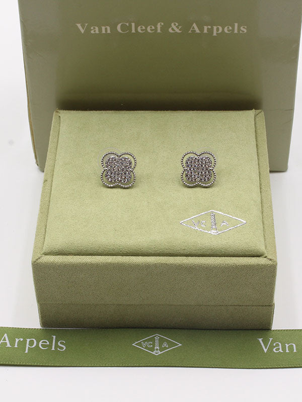 حلق فان كليف زركون فضي حلق van cleef