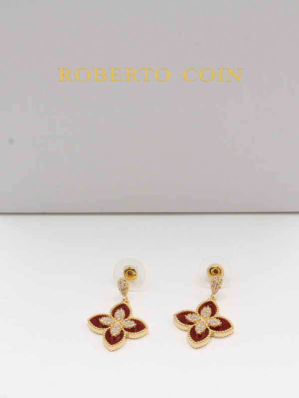 حلق روبرت كوين ملون وسط حلق roberto coin ذهبي عنابي