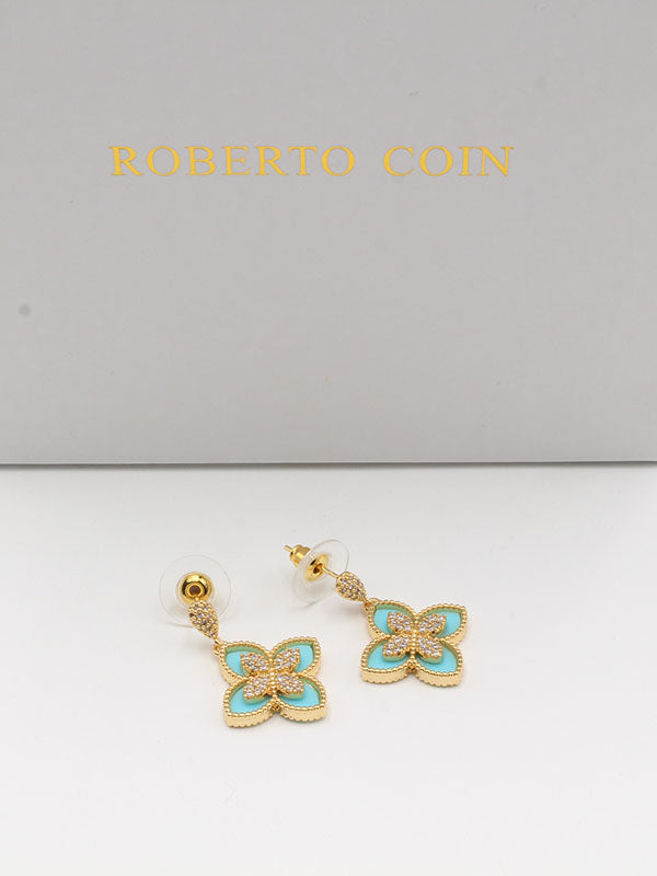 حلق روبرت كوين ملون وسط حلق roberto coin ذهبي تركواز