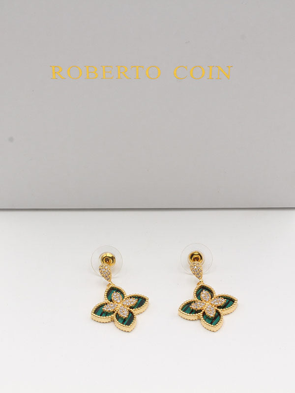 حلق روبرت كوين ملون وسط حلق roberto coin ذهبي اخضر