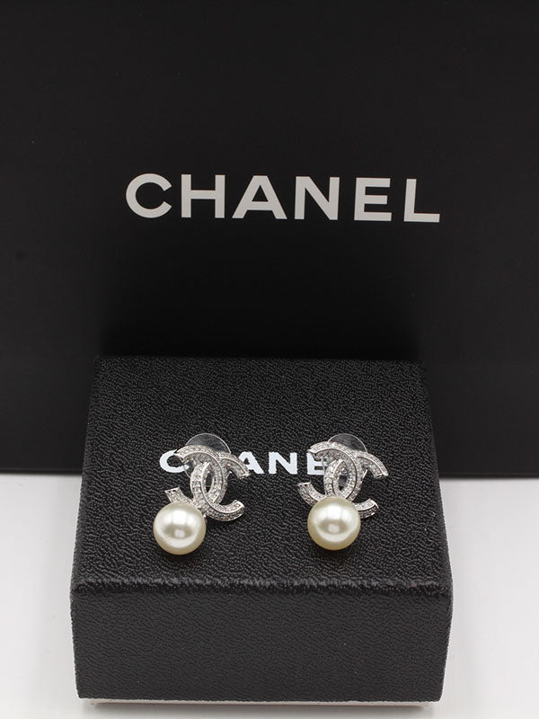 حلق شانيل لولو زركون حلق chanel فضي