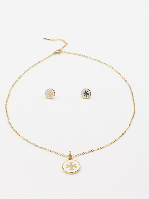 طقم توري بورش مدور ناعم 2 قطع اطقم tory burch ابيض ذهبي