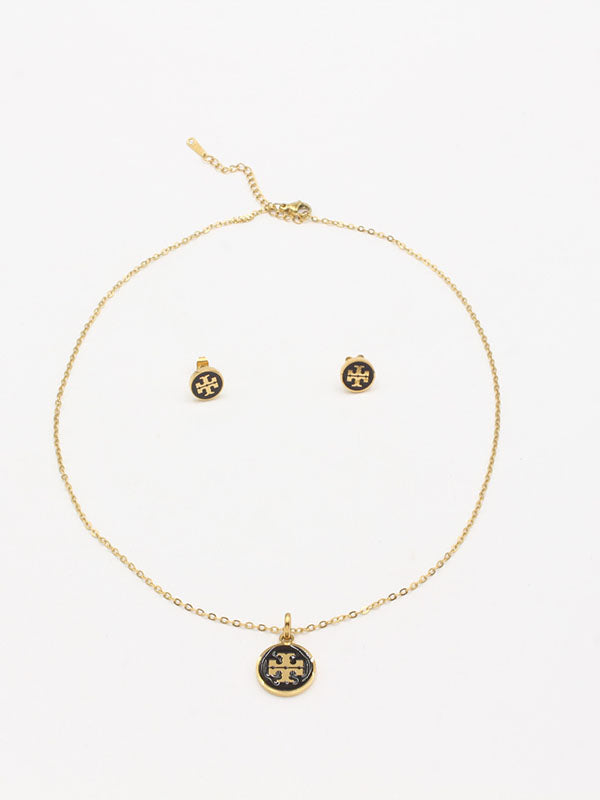 طقم توري بورش مدور ناعم 2 قطع اطقم tory burch اسود ذهبي