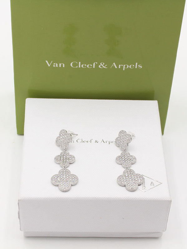 حلق فان كليف زركون طويل حلق van cleef فضي