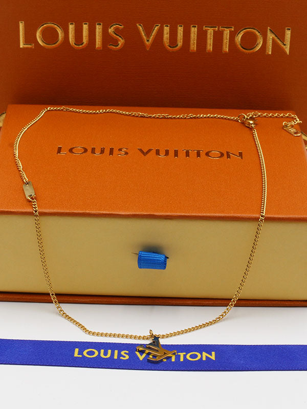 سلسال ال في ناعم ذهبي لوقو سلسال louis vuitton